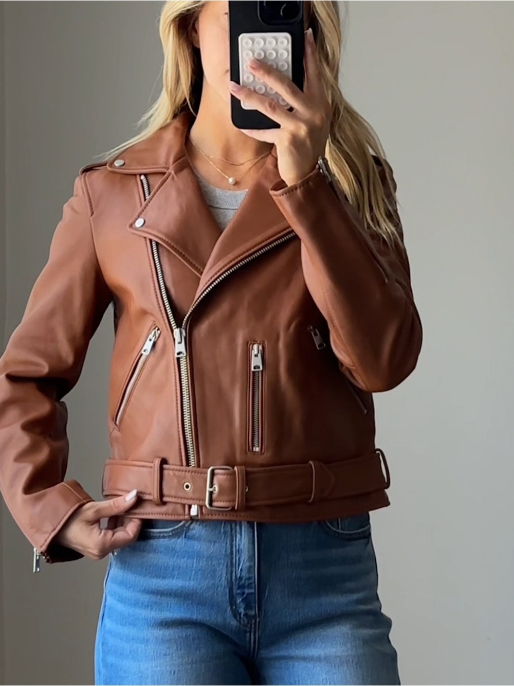 Quince Brown Leather Moto Jacket